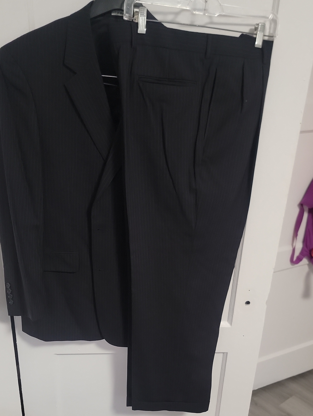 Classic Men's Black Pinstripe Suit Jacket & Trousers